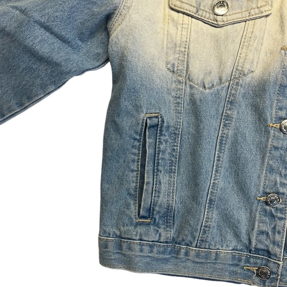 Forever 21 Los Angeles size small blue ombré oversized denim faded jean jacket - Picture 6 of 11